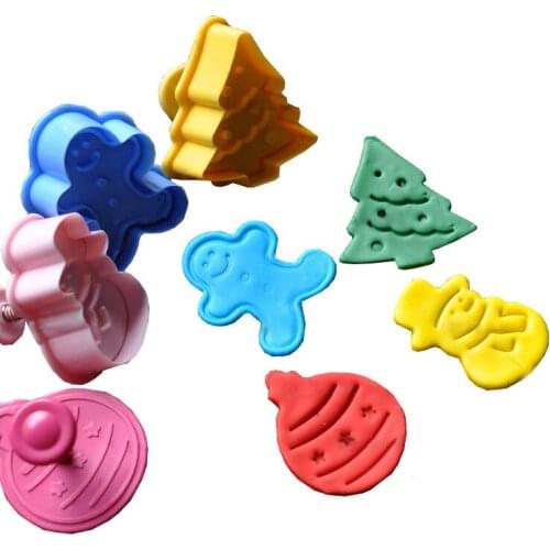 4Pcs Christmas Snowman Fondant Cake Mold Biscuit Cookie Plunger Cutters Sugarcraft Tool Cake Decorating Tools