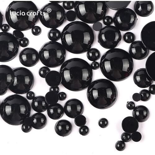 5-20mm Imitation Pearls Half Round Black Beads Flatback Resin Pearl Pearl Resin Scrapbook Beads DIY Decorate K0824