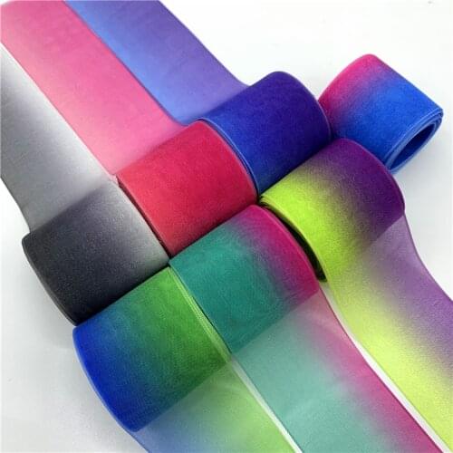 5Yards/Lot 38mm Christmas Ribbon Organza Rainbow Ribbon Handmade Bow For Wedding Christmas Decoration DIY Wrapping Crafts