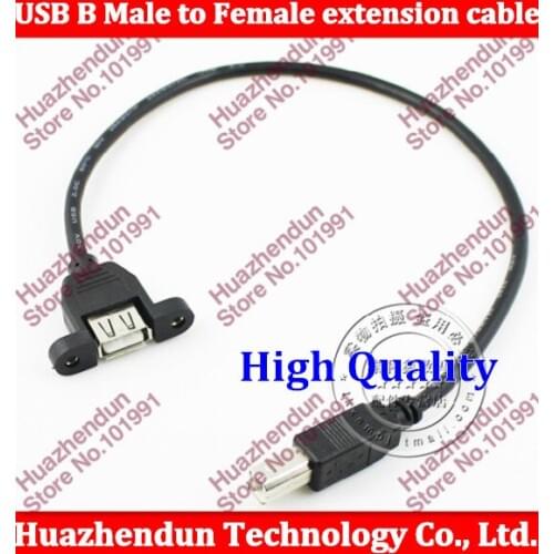 50pcs Free shipping 90 degree angled USB B Male to Female extension cable w/ screw Panel Mount,Male USB B to USB B female 1PCS