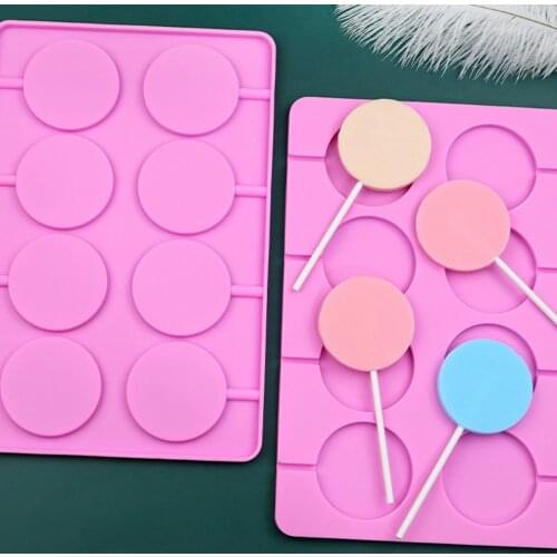 8/12HolesRound Lollipop Mold Silicone Cake Mold Non-stick Dome Chocolate Mould With Sticks for Candy Ice Cubes DIY Maker