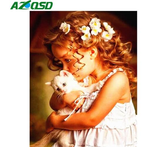 AZQSD 5d Diamond Painting Girl Diamond Embroidery Portrait Needlework Cross Stitch Handmade 5d Diy Rhinestones Gift Home Decor