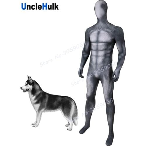 Husky Dog Black and White Bodysuit Zentai Bodysuit Halloween Suit | UncleHulk