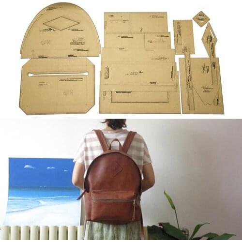 DIY Handmade Leather Backpack Drawing Pattern Kraft Paper Template Leather Bag Mold Sewing Stencils Supplies