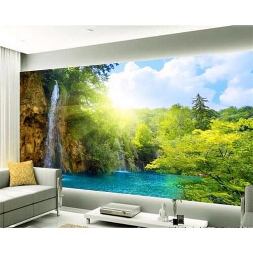 Beibehang Custom wallpaper nature 3D waterfall landscape TV background mural living room bedroom decoration murals 3d wallpaper