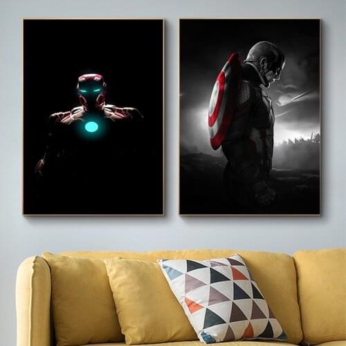 Captain America Marvel Canvas Painting Iron Man Action Movie Superhero Characters Posters Wall Art Picture Kids Room Home Decor