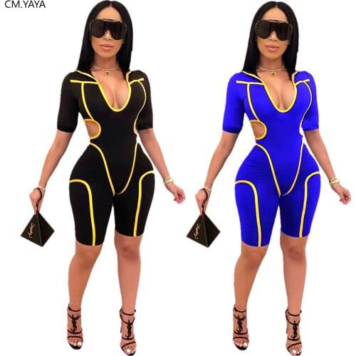 2020 Summer Women Playsuits Jumpsuits V-Neck Short Sleeve Street Rompers Sexy Night Club Party Bandage One Piece Outfits GL5117
