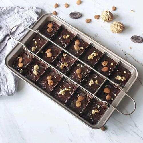 18 Holes Brooklyn Brownie Copper Nonstick Baking Pan with Built-In Slicer Ensures Perfect Crispy Edges Metal Utensi