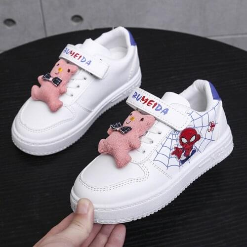 Disney 2021 new spider-man white shoe breathable boy sneakers children single joker lightweight sneaker shoes