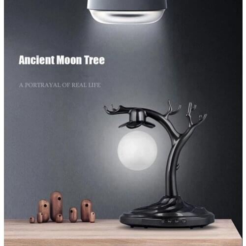 New Design Magnetic Levitation Sound Moon Ancient Tree Suspended Bluetooth Speaker Floating 3D Printing Moon Lamp Holiday Gifts
