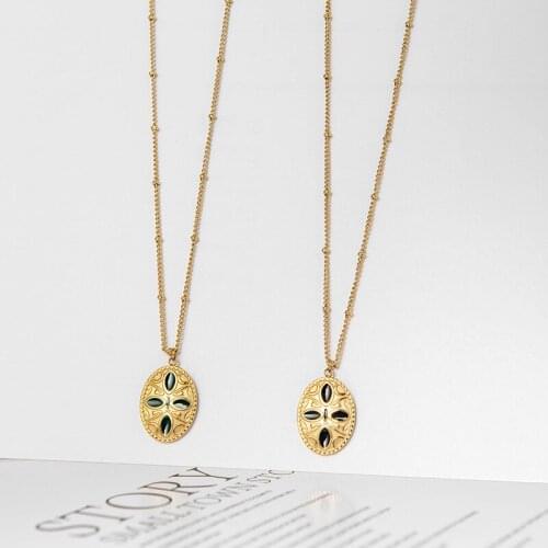 New Product Stainless Steel Pendant Drop Oil Necklace Female Fashion Jewelry Simple Short Chain