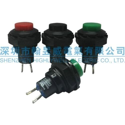 Original new 100% import 12MM open hole electronic switch button reset R13-502A normally open button red green black