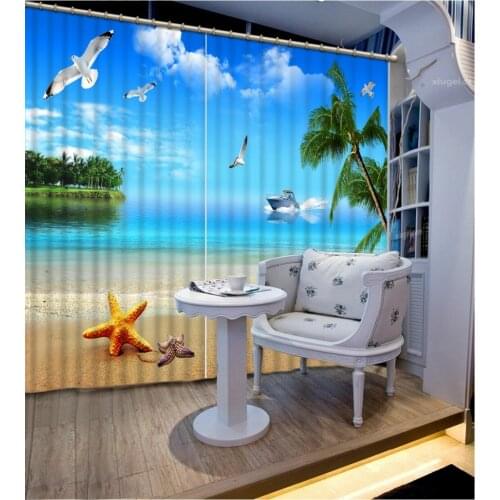 Beach curtains Landscape Scenery Beauty Digital Photo Printing Blackout 3D Curtains for Living Room Bedding Room Hotel