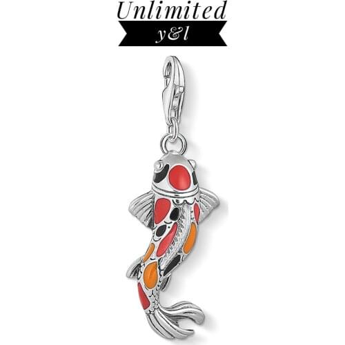 Colorful Koi Fish Lucky Charms for Thomas Style Bracelet Women Men 925 Sterling Silver Fashion DIY Good Jewelry 2019 New