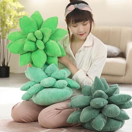 45cm Lifelike Succulent Plants Plush Stuffed Toys Soft Doll Creative Potted Flowers Pillow Chair Cushion For Girls Kids Gift