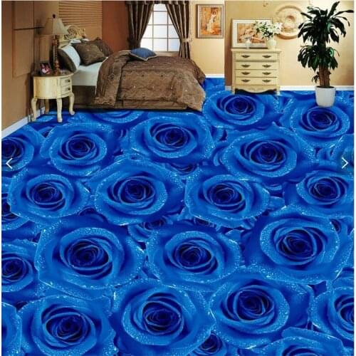 Self-adhesive floor painting coffee shop bar guest room bathroom living room bedroom can be customized blue rose living mural