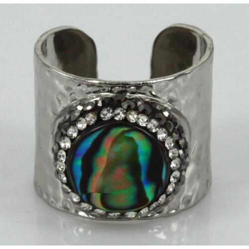 Silver Gold Color Color Snakeskin Ring Charm Paved Rhinestone Shell Finger Ring Jewely Punk