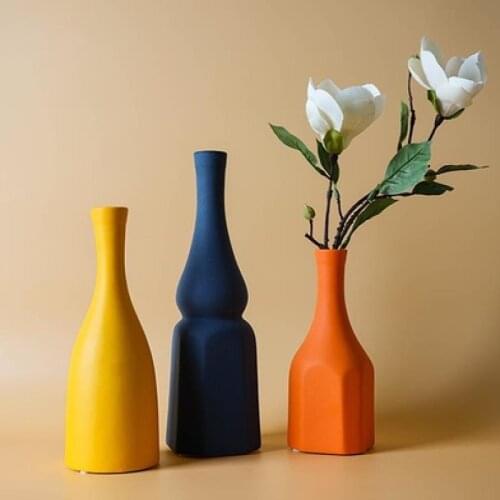 Nordic Morandi color ceramic vase combination living room furnishings desktop dried flowers arrangement container home decoratio