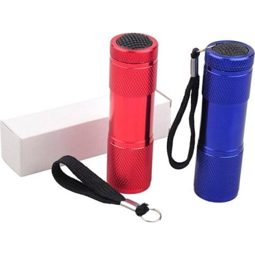 9 LED 30LM Torch Light Lamp Mini Flashlight 4 Color Aluminum Alloy Portable UV Flashlight Violet Light