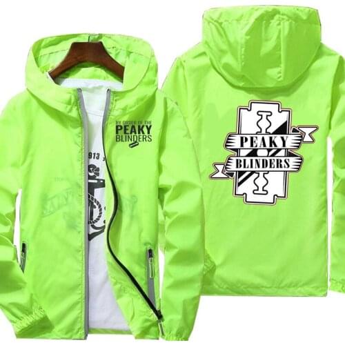 Spring casual waterproof Hooded Jacket Men Anime Peaky Blinders print Zipper Thin Windbreaker Jackets women streetwear