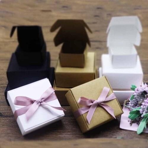 10pcs/lot 16sizes Vintage Kraft paper box, cardboard handmade soap box,white craft paper gift box,black packaging jewelry box