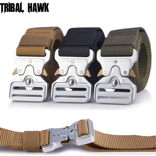 Military Nylon Tactical Belt Army Combat Waist Belt Metal Buckle Quick Release Training Waist Strap Police Duty Belt Adjustable