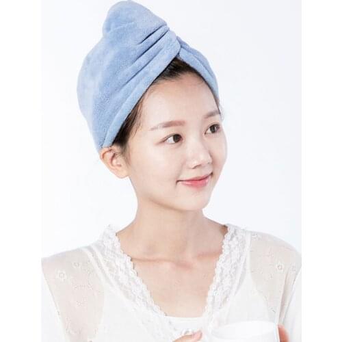 Youpin Women Bathroom Super Absorbent Quick-drying Polyester with Cotton Bath Towel Hair Dry Cap Salon Towel 24x64cm