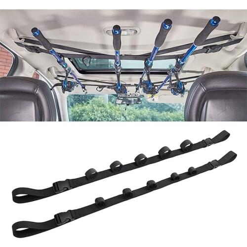 2Pcs Vehicle Fishing Rod Holder Car Fishing Pole Rack Adjustable Nylon Fishing Rod Carrier Belt Strap for SUVs Wagons Vans