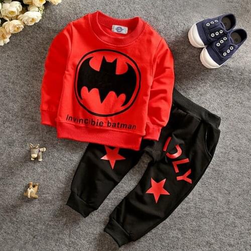 2pcs /set Disney children set Batman autumn Leisure Sweatshirt +trousers cartoon outerwear boy jacket girl pants coat