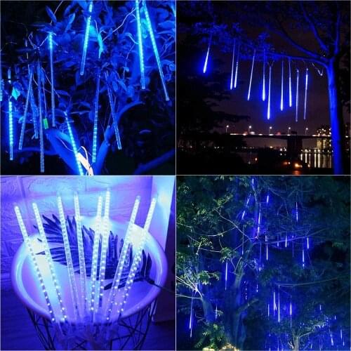 50CM 8 Tubes 240 LED Meteor Shower Rain Lights Waterproof Drop Icicle Falling Raindrop Cascading Lights for Garden Wedding Party