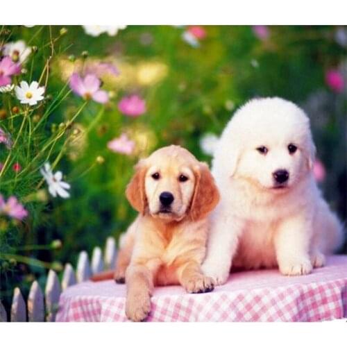 5d Diamond Mosaic Handmade Diamond Painting Cross Stitch Diamond Embroidery Cute Dogs Animals Patterns Rhinestones Arts