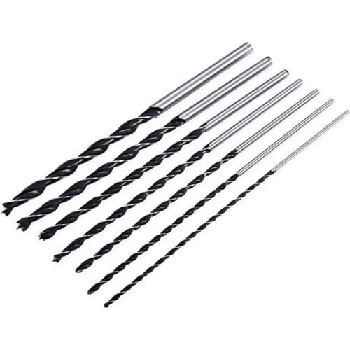 7pc X Long Wood Drill Bit Set 4mm 5mm 6mm 7mm 8mm 10mm 12mm x 300mm Brad Point