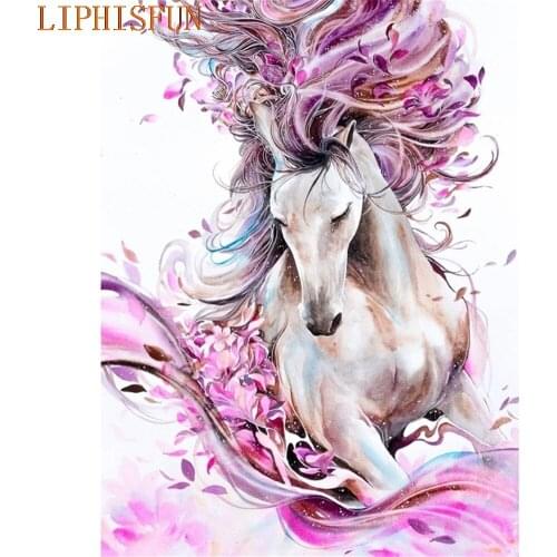 Diamond Painting Cross Stitch Full Square Round Picture of Rhinestone DIY Mosaic Embroidery Horse New Year Gift