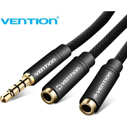 Vention Audio Splitter Cable 3.5mm Male to 2 Female Jack 3.5mm Mic Y Splitter Aux Cable for iPhone Laptop MP3 Headphone Headset