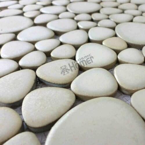 Shipping free!! 12x12" white color pebble ceramic mosaic tiles for bathroom floor tiles, swimming pool tile