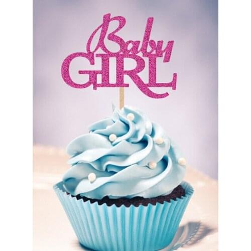 Glitter BABY GIRL cupcake Toppers baby shower birthday party cake decorations food picks supplies decorations