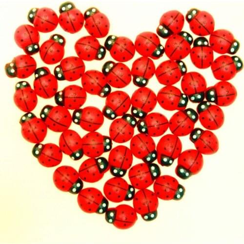 Wooden simulation seven-star ladybug stickers wooden beetle decoration decals flower pot decoration stickers childrens stickers