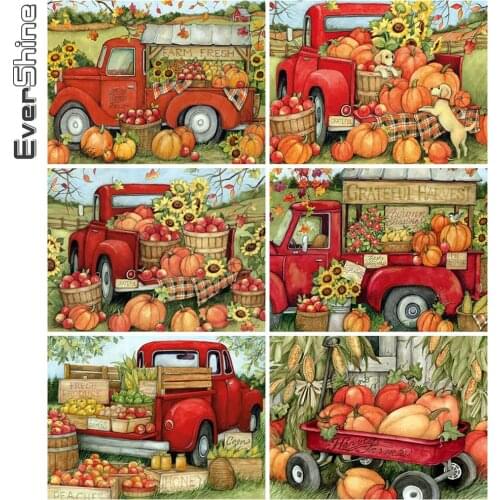 Evershine 5D DIY Diamond Embroidery Pumpkin Craft Kit Diamond Painting Autumn Landscape Cross Stitch Car Home Decorations