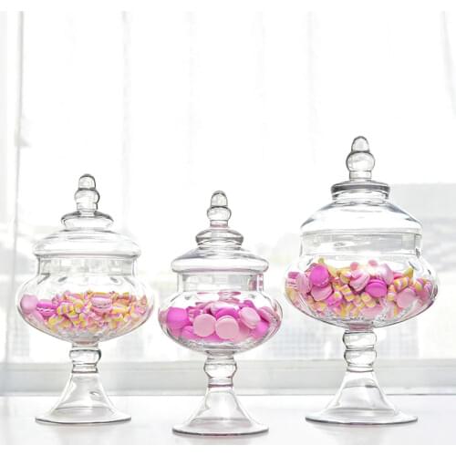 European transparent glass candy jar Storage Jars Glass Bottles with Lid Wedding Decorations Set Dessert Pot Creative Vase
