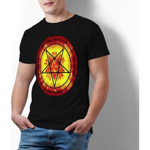 Pentagram T Shirt Men Fun 100 Cotton Graphic Tee Shirt Short-Sleeve Streetwear T-Shirt Oversized