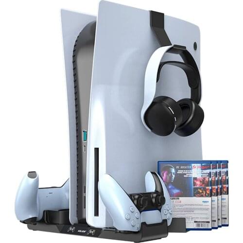 Aolion Aolion PS5 Game Console Vertical Stand Base with Controller Charging Station and Game Storage Slots for PS5