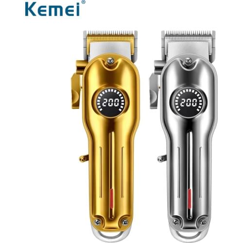 Kemei All-metal Professional Barber Hair Clipper LCD Rechargeable Cordless Hair Trimmer for Men Electric Hair Cutting Machine