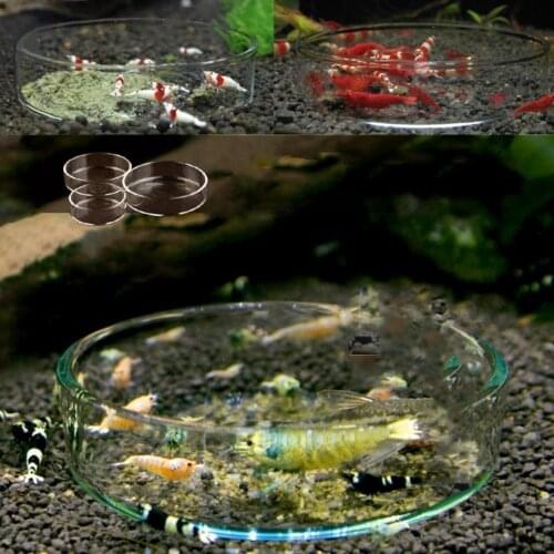 Aquarium Fish Tank Crystal Red Cherry Shrimp Round Glass Feeding Dish Feeder Large-capacity Shrimp Breeding Feeding Supplies