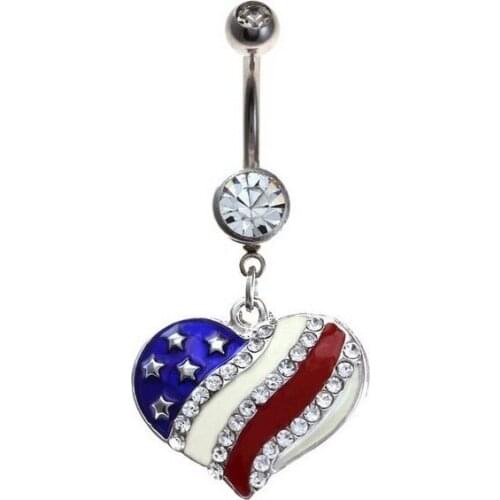 Hot ! English Flag Heart Navel Belly Button Rings Navel Piercing Body Piercings Belly Piercing Nombril Fake Piercing Ombligo