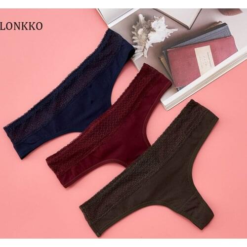 LONKKO Womens Panties Cotton Underwear Sexy G-Sting Thong Briefs Girls Low-Rise Soft Panty M-XXL Underpants Female Lingerie