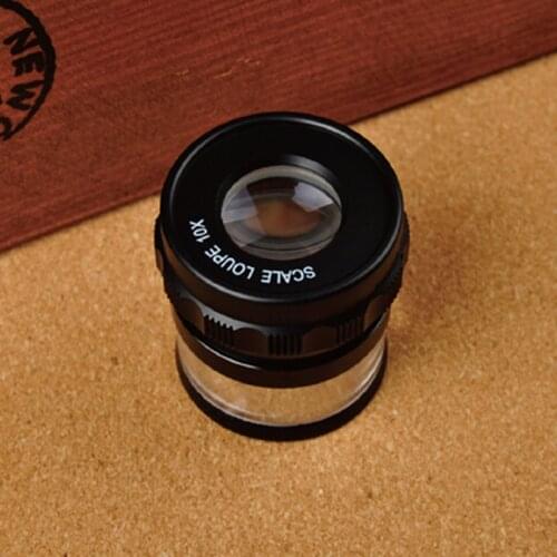 10X Metal Cylindrical Scale Loupe Focus Distance Adjustable Magnifier for Jewelry Appraisal PCB Circuit Boards Magnifying Glass