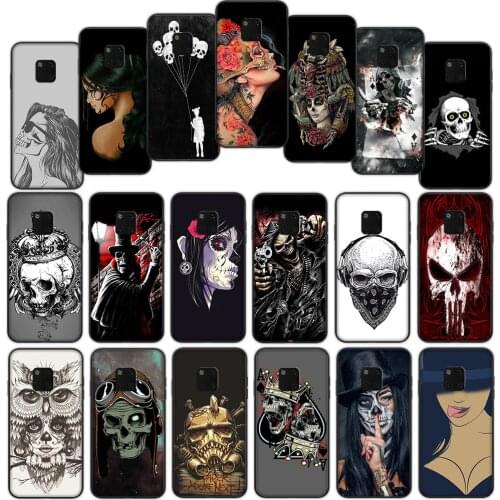 Mexican Skull Girl tattooed Soft Cover Case for Huawei Mate 30 20 Lite Y6 Y7 Pro P Smart Z Plus