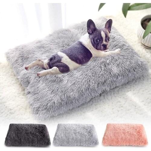 Non-Slip Long Plush Dog Bed Pet Cushion Blanket Soft Fleece Cat Cushion Puppy Chihuahua Sofa Mat Pad For Small Large Dogs