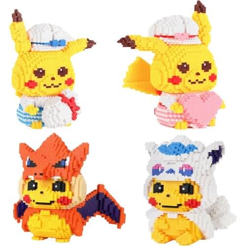 New Pokemon Building Blocks Toys Mini Bricks Pikachu Charizard Anime Diamond Doll Pocket Monster Legoed Children Toy