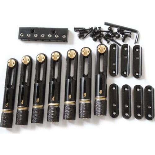 One set 7 strings black single headless bass bridge